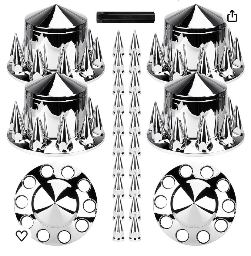 Pointed Combo Kit Spike Screw On Lug Nut Covers For Semi Truck