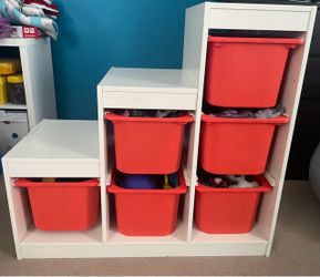 Ikea TROFAST Storage combination with boxes, white/white, 39x17 3/8x37 "
