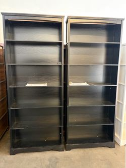 76” H,6-Tier Wooden Bookshelf, Bookshelf with Storage, Floor Standing Modern Style Display Bookcase , Black(2pcs)