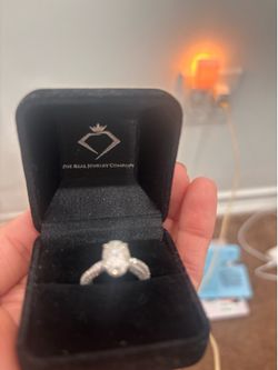 Oval Diamond Engagement Ring with Pave Band