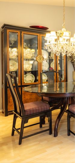 Asian-Style Dining Set with China Cabinet