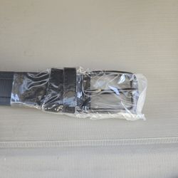 New Men’s Dress Belt – 50” Adjustable Length – Silver Buckle – Black Strap