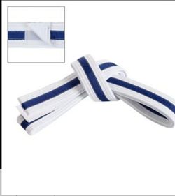 Taekwondo white belt w/ blue stripe