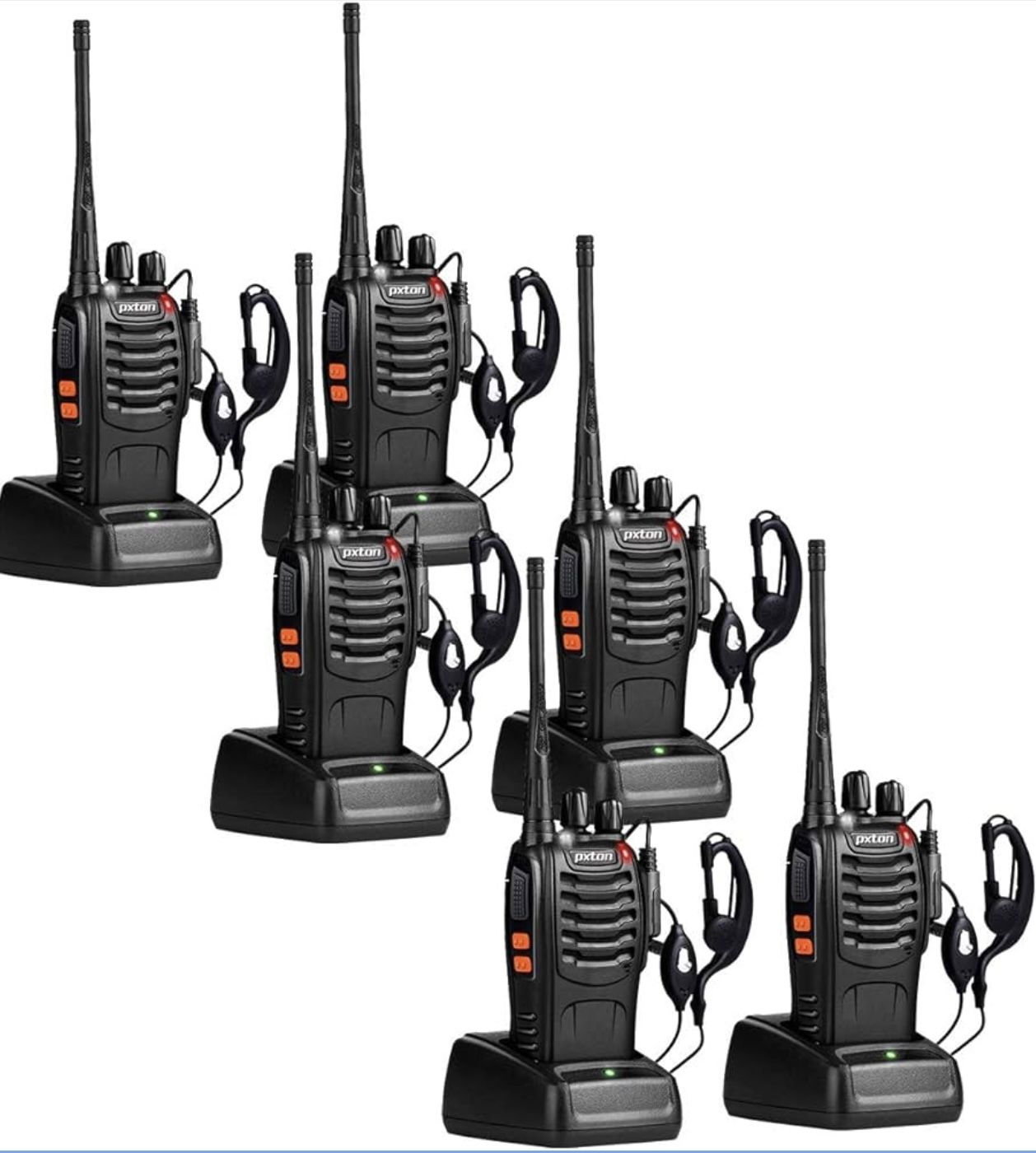 Two Way Radios Long Range Walkie Talkies for Adults with Headphones,16 Channel Handheld 2 Way Radio Rechargeable with Flashlight Li-ion Battery and Ch