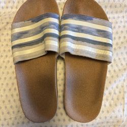 LIKE NEW - Adidas Adilette Cork Slides with Genuine Leather Upper - W8