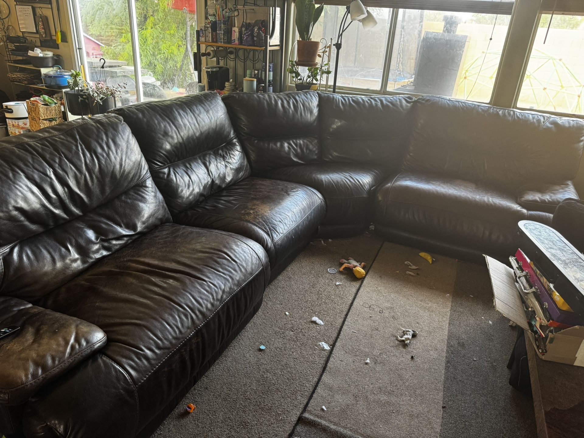 Large Leather Reclining Sectional