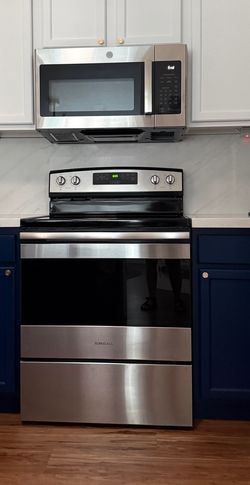 Stainless Samsung Refrigerator, Amana Stove, and GE Microwave. Used but in great condition.  All for $750