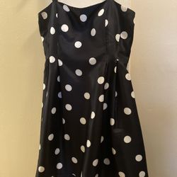 Navy and white polka dot dress.  