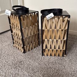 Faux Seagrass Lanterns - Indoor/Outdoor Decor