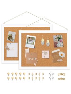 2 Pack Double Sided Cork Board, 12"x16", New in Box