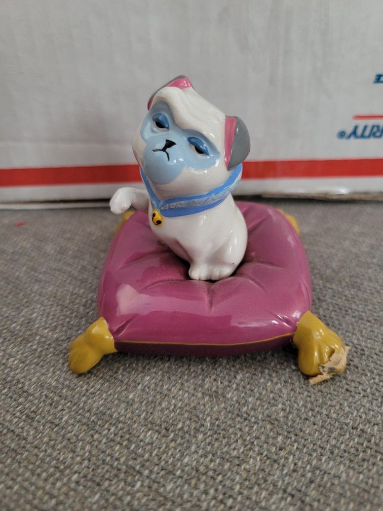 Vintage Disney Pocahontas Percy Pug Dog Porcelain Figurine on Pillow