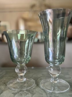 Light Green 15 Water Goblets & 18 Wine Gonmets
