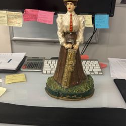 Vintage Cast Iron Painted Victorian Lady Golfer Golf 12" 