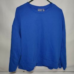 Zella Costa Side Split Crewneck Sweatshirt in Blue Feather Size LARGE