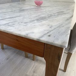 Beautiful Marble Top and Acacia Wood Fletcher Dining Table