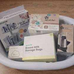 Baby Essentials Bundle Bottles Dryer Storage + Tub