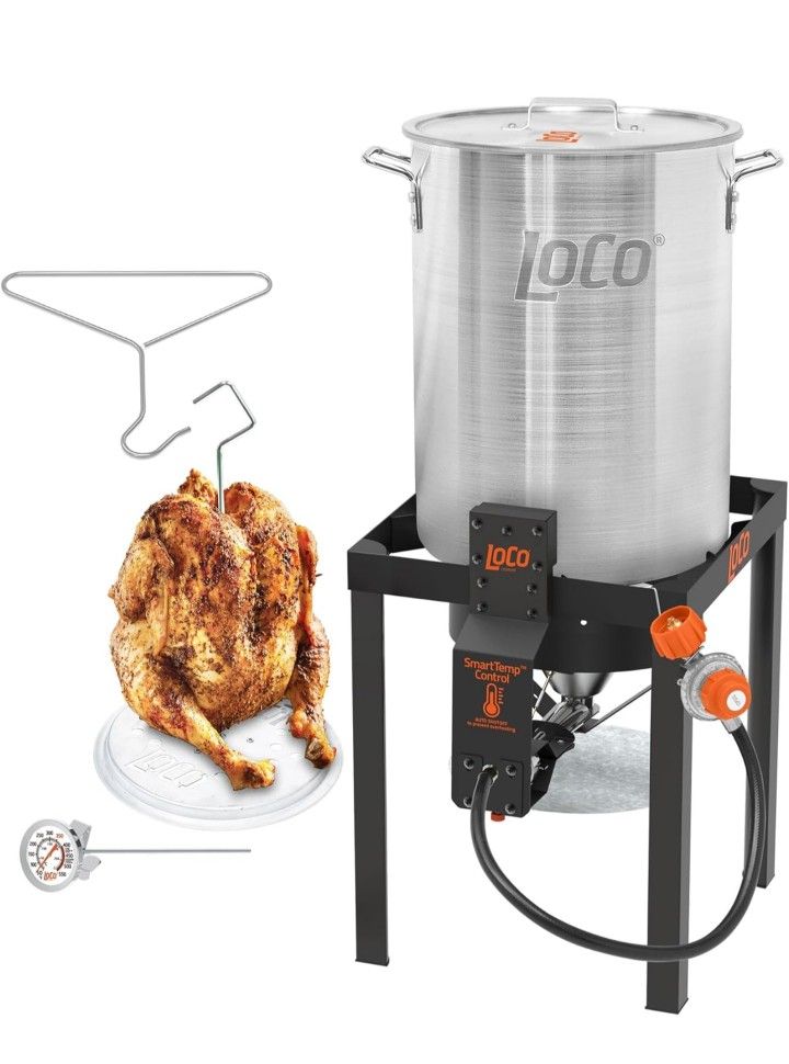 LoCo Cookers Turkey Deep Fryer with Outdoor Cooking Pot, Propane Stove & Stand, 30 Qt