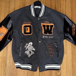 Off-white Varsity Jacket Grey,orange,black 