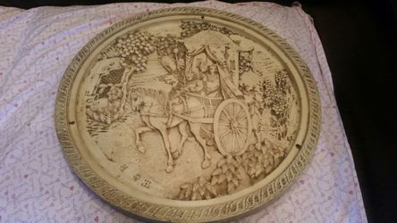 Asian Faux Ivory Carved Relief Table Top