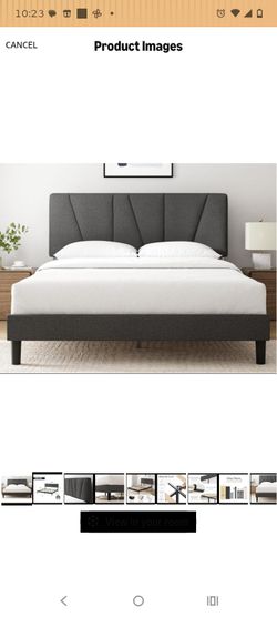 Dark Gray Upholstered Platform Bed Frame