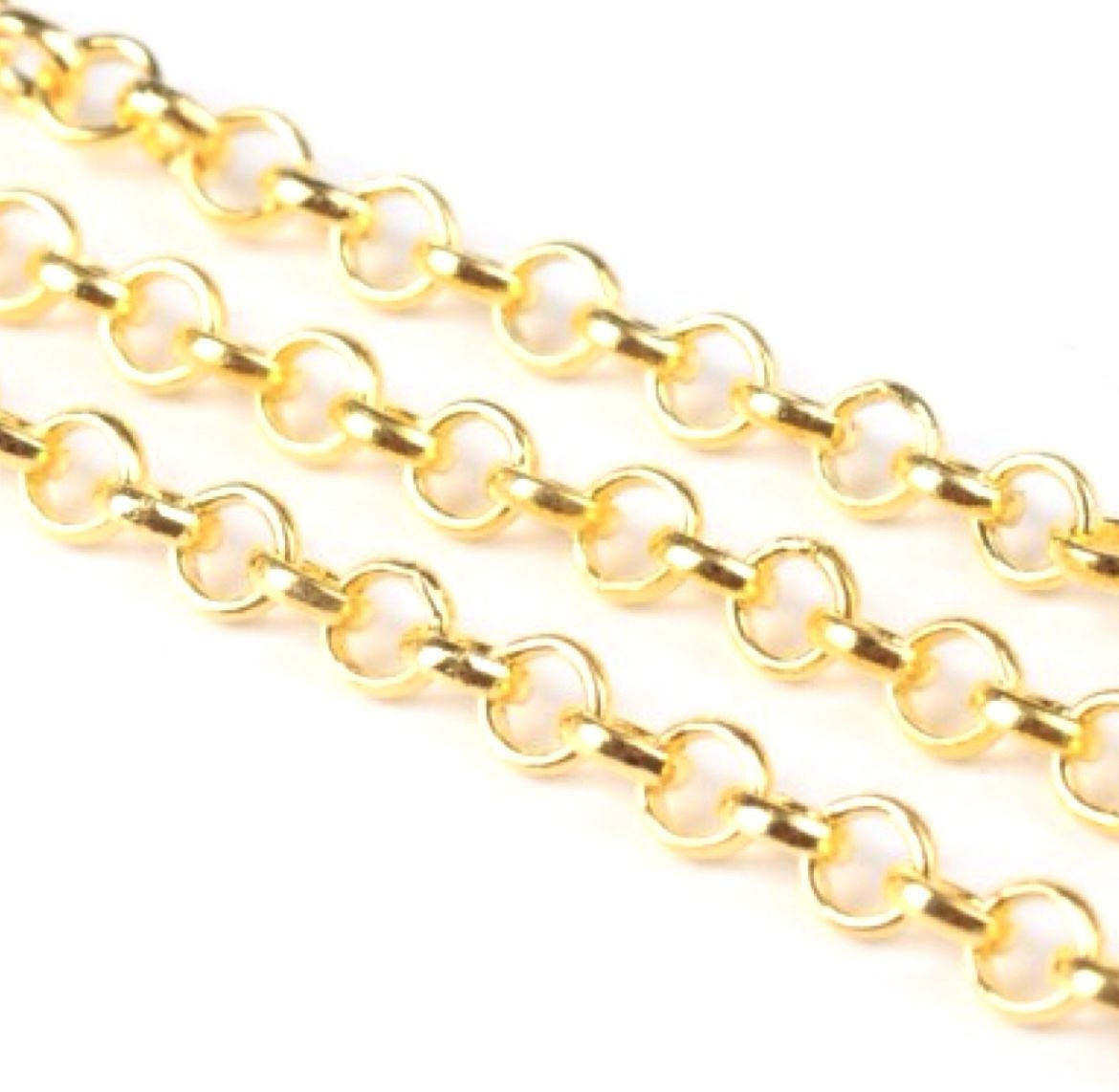 1 FT Bright Gold Plated Copper Rolo Chain, 3.8 mm, DIY Jewelry Making