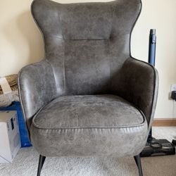Faux Brushed Leather Chair 
