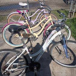 Three Female Adult Bikes