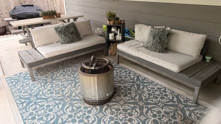 Outdoor patio set with fire pit