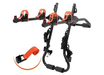 New Sports Deluxe 2-Bike Trunk Mount Rack, Model SY-Trunk-BR, Black + Orange up to 70lbs Load (Trunk Bike Rack)