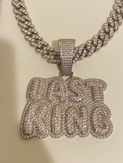 LAST KING 14k White Gold Filled Finish Prong Miami Cuban