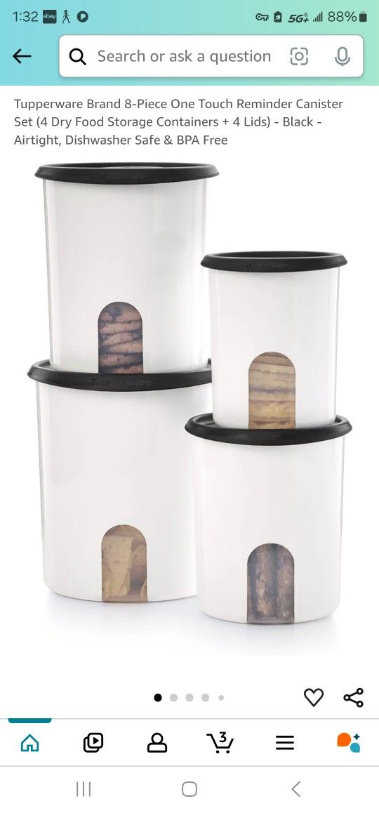 Tupperware Brand 8-Piece One Touch Reminder Canister Set