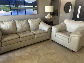 Creative Leather Genuine Leather Sofa and Matching Chair