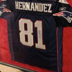 Signed authenticated custom framed Hernandez jersey