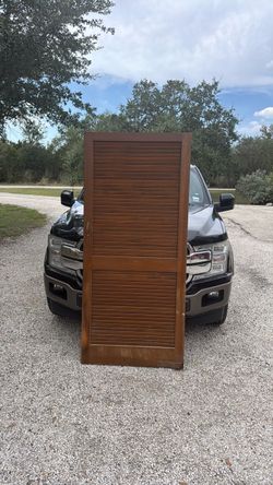 Vintage Solid Wood Louvered Swinging Butler / Kitchen Door – 80” x 36”