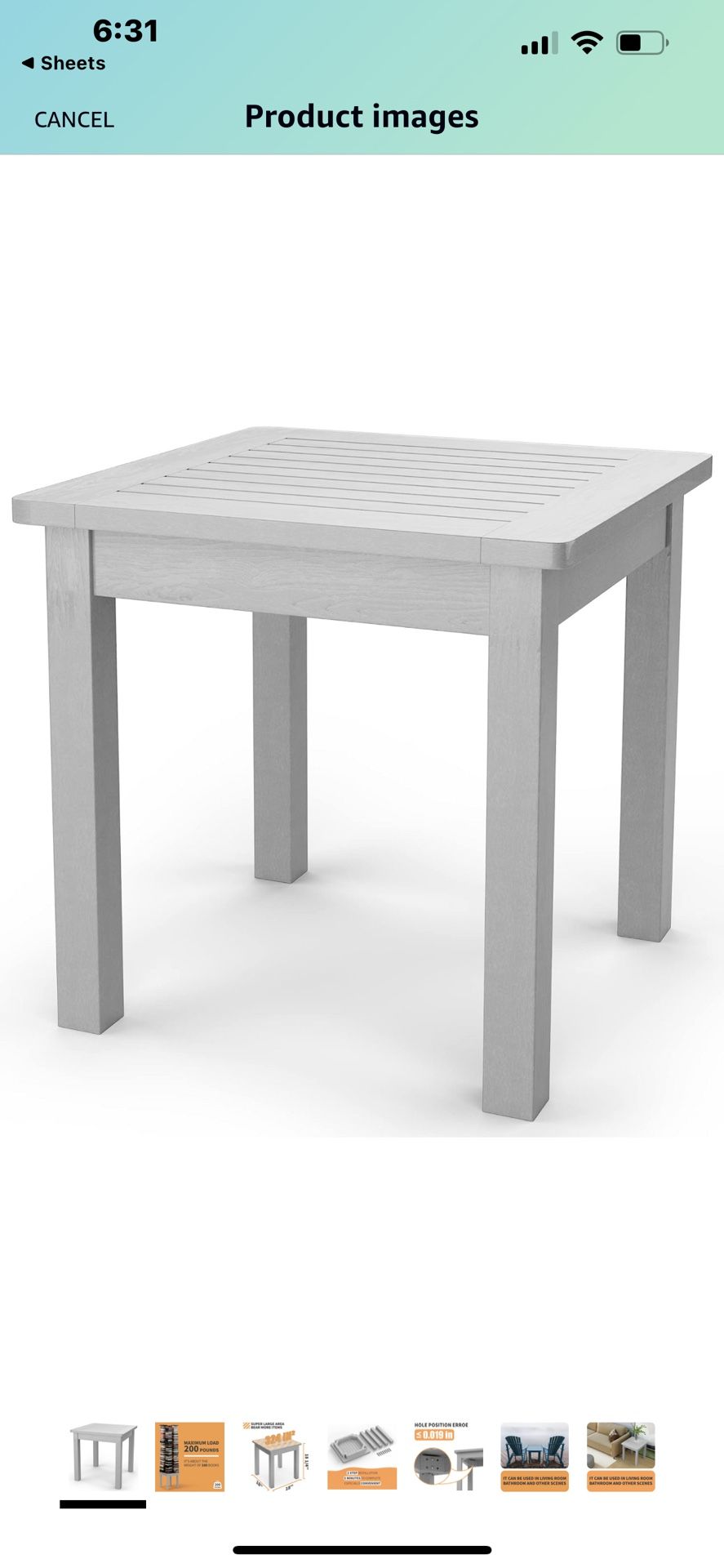 Oversize Outdoor Side Table, 18 Inch Outside Plastic Adirondack Side Table Weather Resistant NEW
