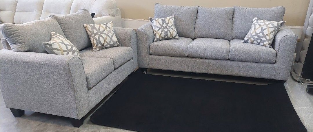 Brand New Artisanal Heather Grey Sofa & Loveseat Sets 