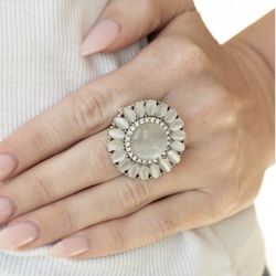 White Moonstone Ring 