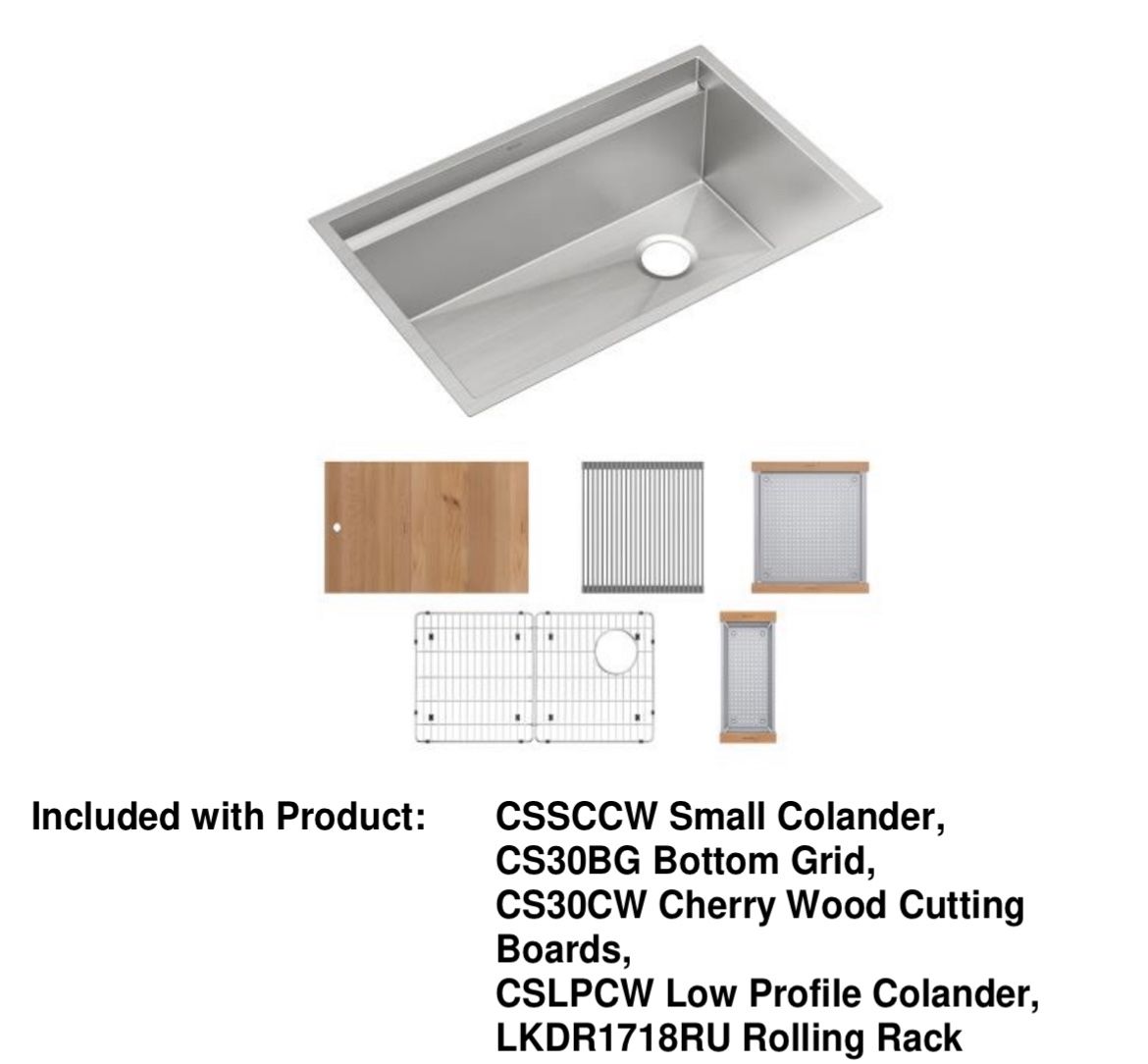 Elkay Cs30cwk Circuit Chef Workstation Stainless Steel Sink