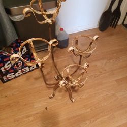 Rusty Gold Real Wrought Iron Plant Stand 