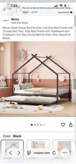 Twin Metal House Bed Frame with Trundle