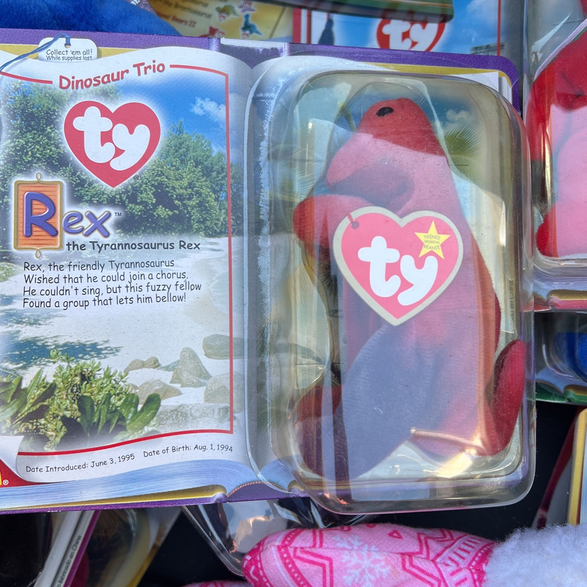 TY Teenie Beanie Babies McDonald Dinosaur Trio 1994 “REX” the
