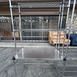 Heavy Duty 4 Ft Wide Commercial Chrome Wire Shelving Unit w/ Steel Tabletop