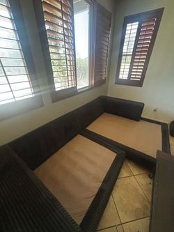 Large low profile corduroy sofa couch in good condition