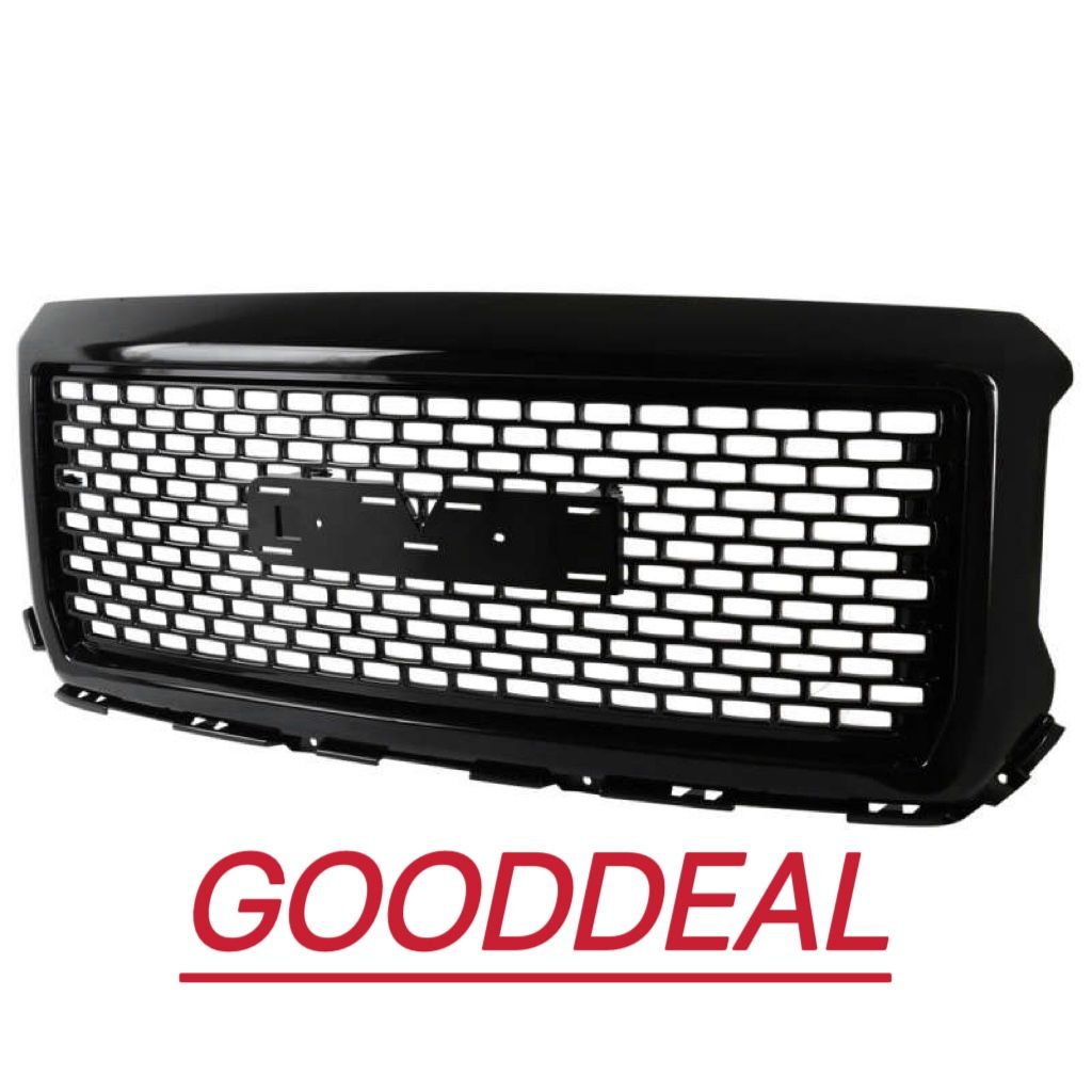 YY42 Glossy Black ABS Denali Style Square Mesh Grille GMC Sierra 1500 14-15