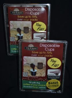 Fill 'n Brew Lot of 2 Coffee for One Disposable Cups - 36 cups, filters & lids