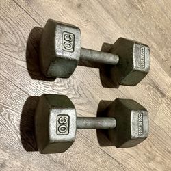 Vintage set.  (2) IVANKO Hex Dumbbells   30 lbs  Total: 60 lbs  $1.8 per pound.