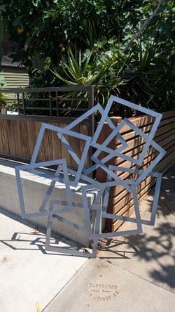 Large modern art sculpture metal decoration piece wall mount modernist rectangle display decor