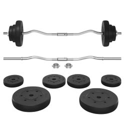 Curl Bar with Weights Adjustable W-Shaped Barbell Home Gym Set