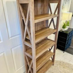 New 5 Tier Shelf Bookcase Wood Display Cabinet