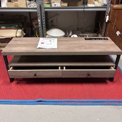 Brand New Tv Stand 8Ux Cord Three Output Charger For A Phone And Two Regular Outlet Charger With Speakers And Two Drawers and Led Lights